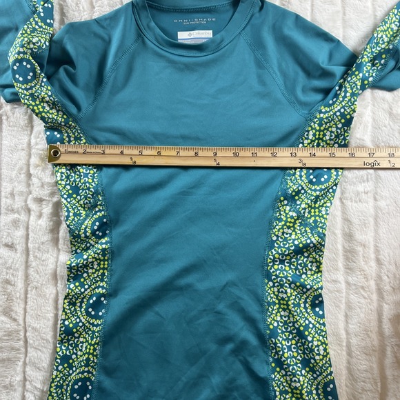 Columbia Teal/Yellow Long-Sleeve Omni-Shade Shirt  Women's‎ XS - Picture 4 of 9